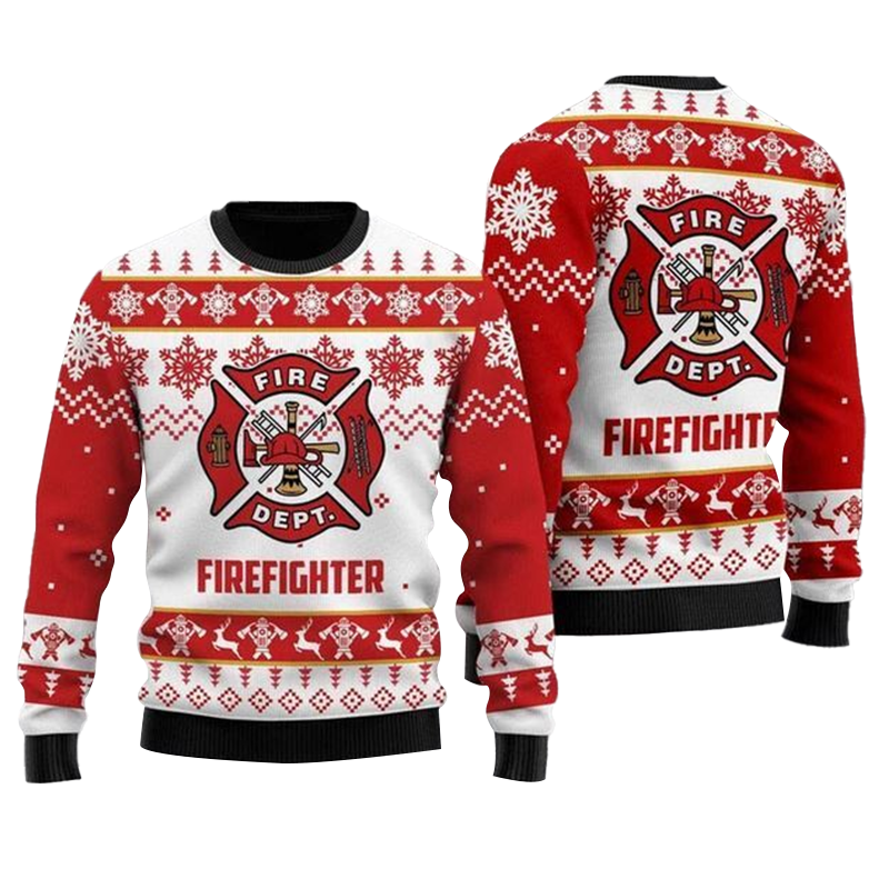 Firefighter christmas sweater best sale