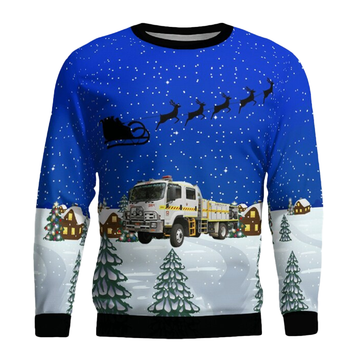 Firefighter Car Santa Reindeer Sleigh Ugly Sweater