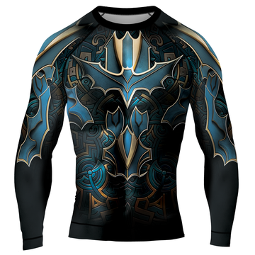 MelaninStyle Shadow Knight Bat Men's Long Sleeve Rash Guard