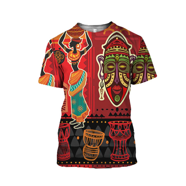 MelaninStyle African Woman and Folk Mask T-Shirt & Shorts Set