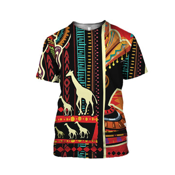 MelaninStyle African Mask and Giraffes T-Shirt & Shorts Set