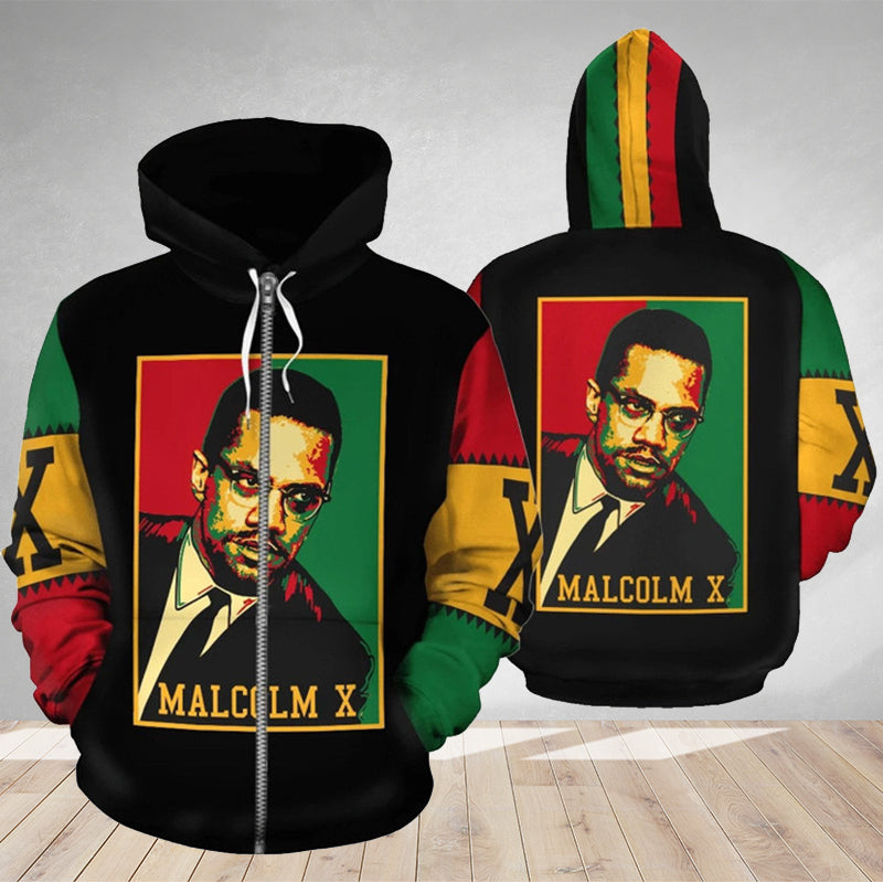 MelaninStyle Malcolm X Retro Zip Hoodie