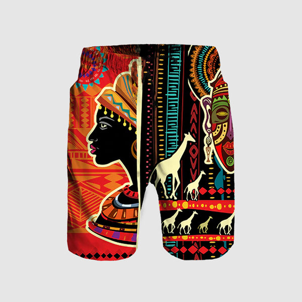 MelaninStyle African Mask and Giraffes T-Shirt & Shorts Set