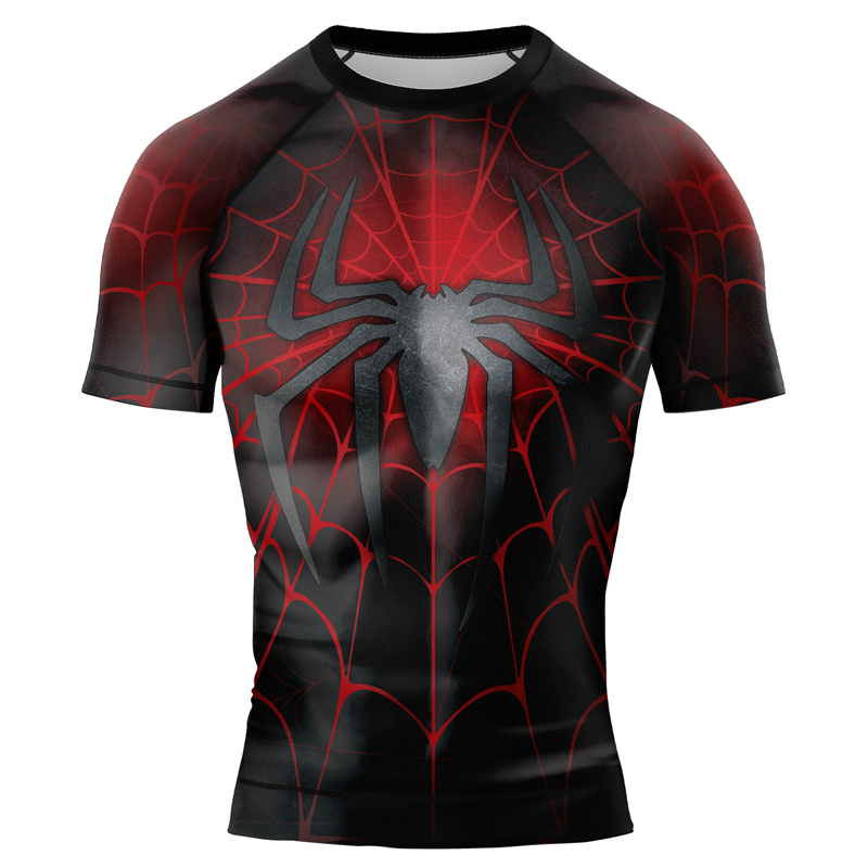 MelaninStyle Crimson Web Men's Short Sleeve Rash Guard