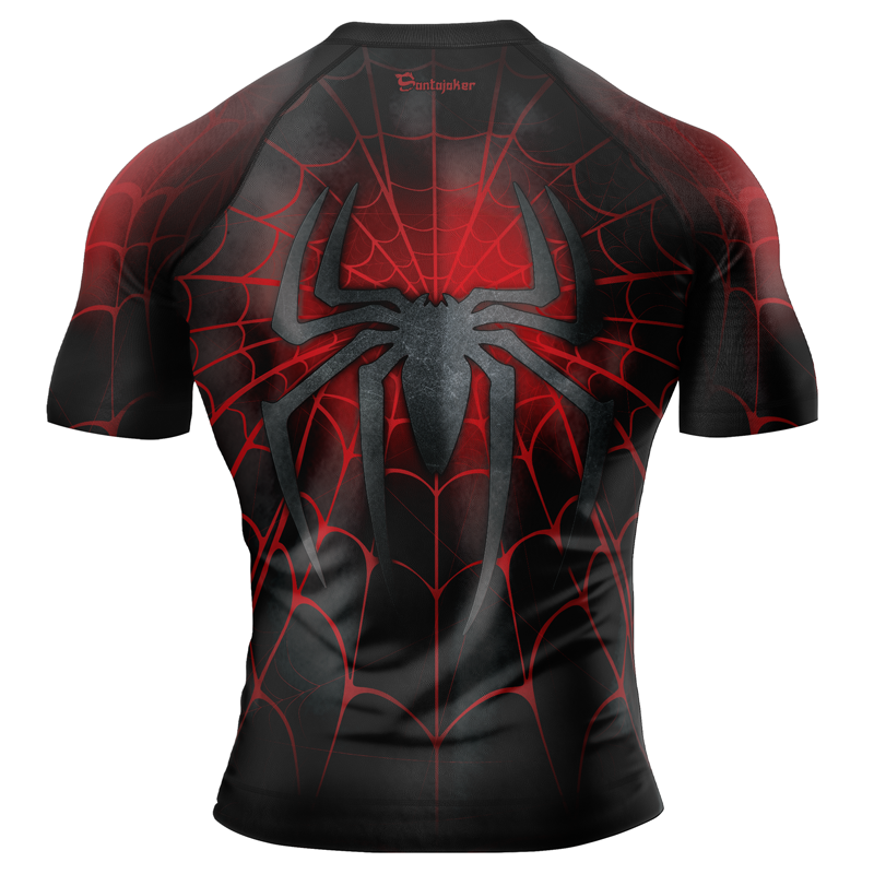 MelaninStyle Crimson Web Men's Short Sleeve Rash Guard