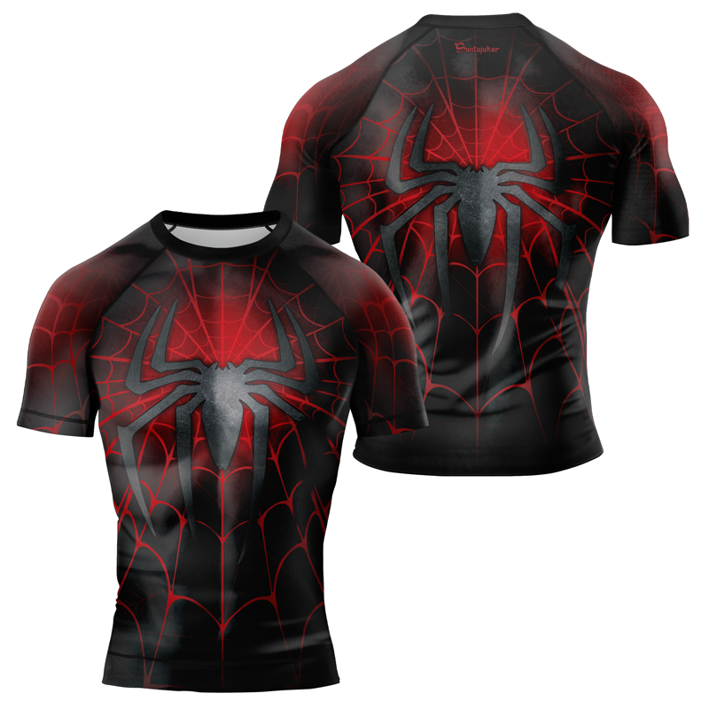 MelaninStyle Crimson Web Men's Short Sleeve Rash Guard