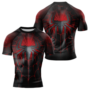 MelaninStyle Crimson Web Men's Short Sleeve Rash Guard