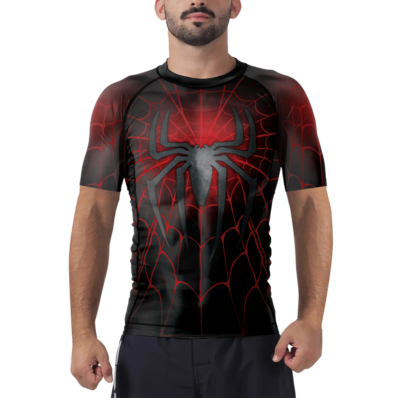 MelaninStyle Crimson Web Men's Short Sleeve Rash Guard