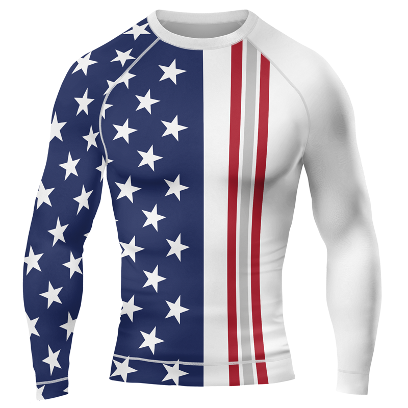 MelaninStyle Liberty Stars Men's Long Sleeve Rash Guard