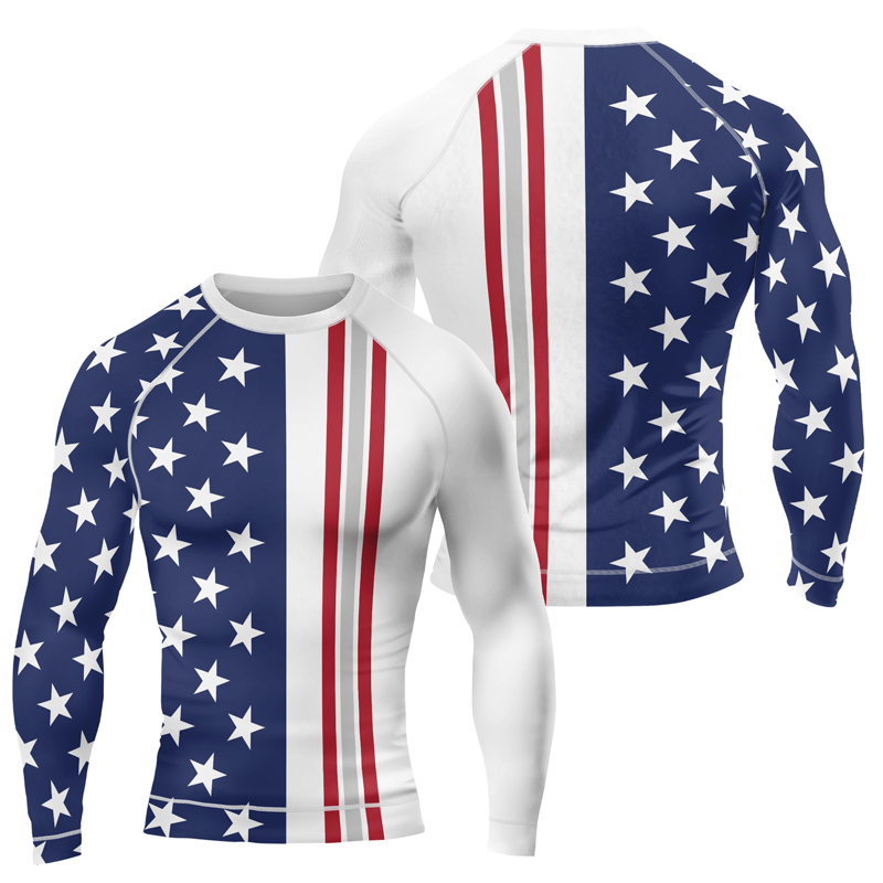 MelaninStyle Liberty Stars Men's Long Sleeve Rash Guard