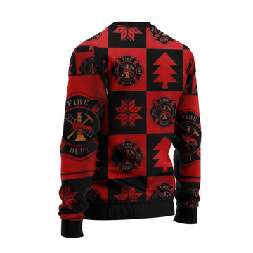 Firefighter Black Red Ugly Sweater
