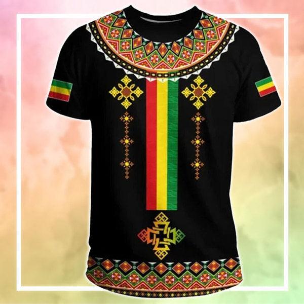 MelaninStyle Ethiopia Cross Africa Pattern T-Shirt