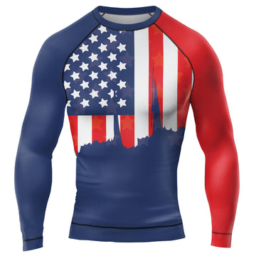 MelaninStyle Bold USA Men's Long Sleeve Rash Guard