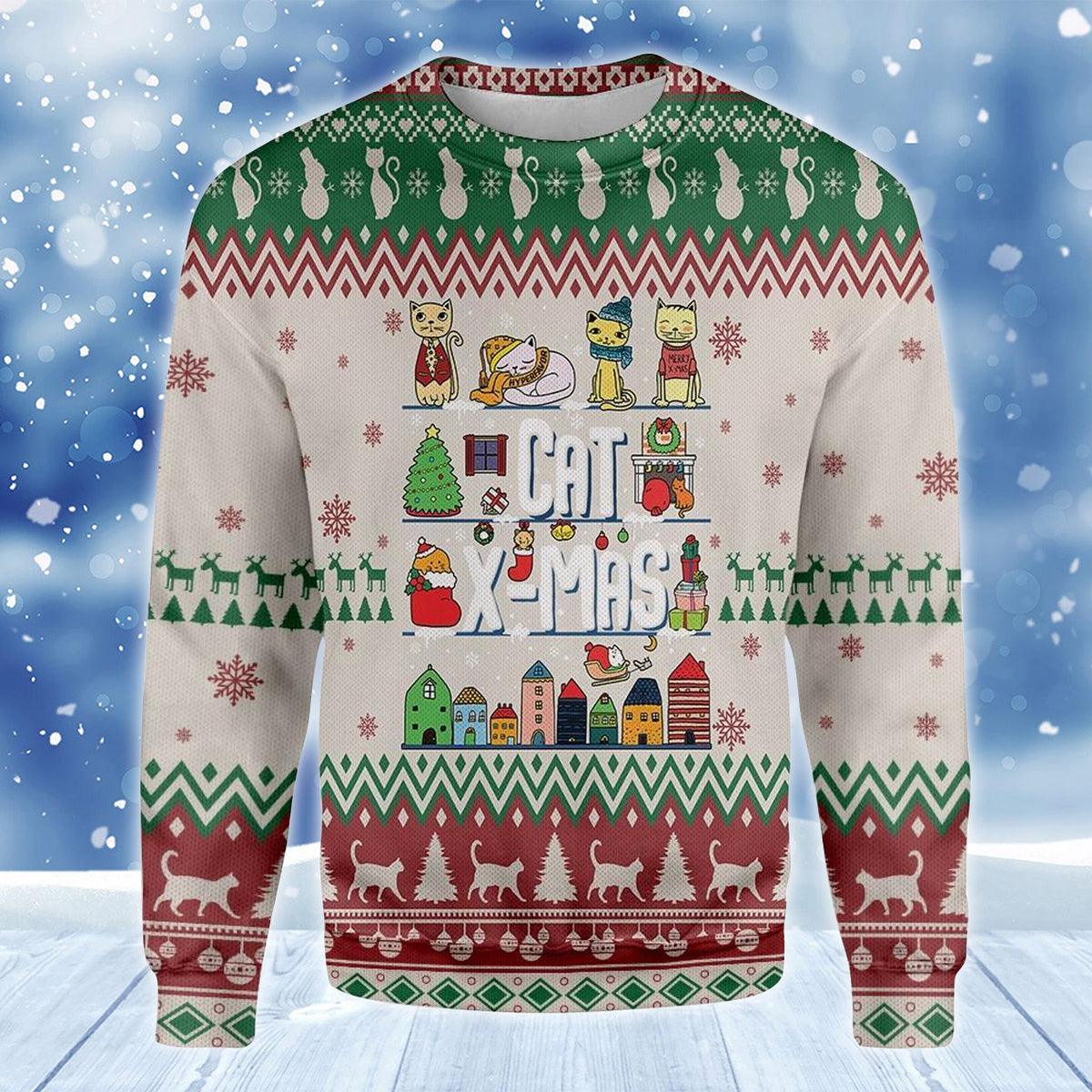 Adorable Cat Xmas Holiday Ugly Sweater