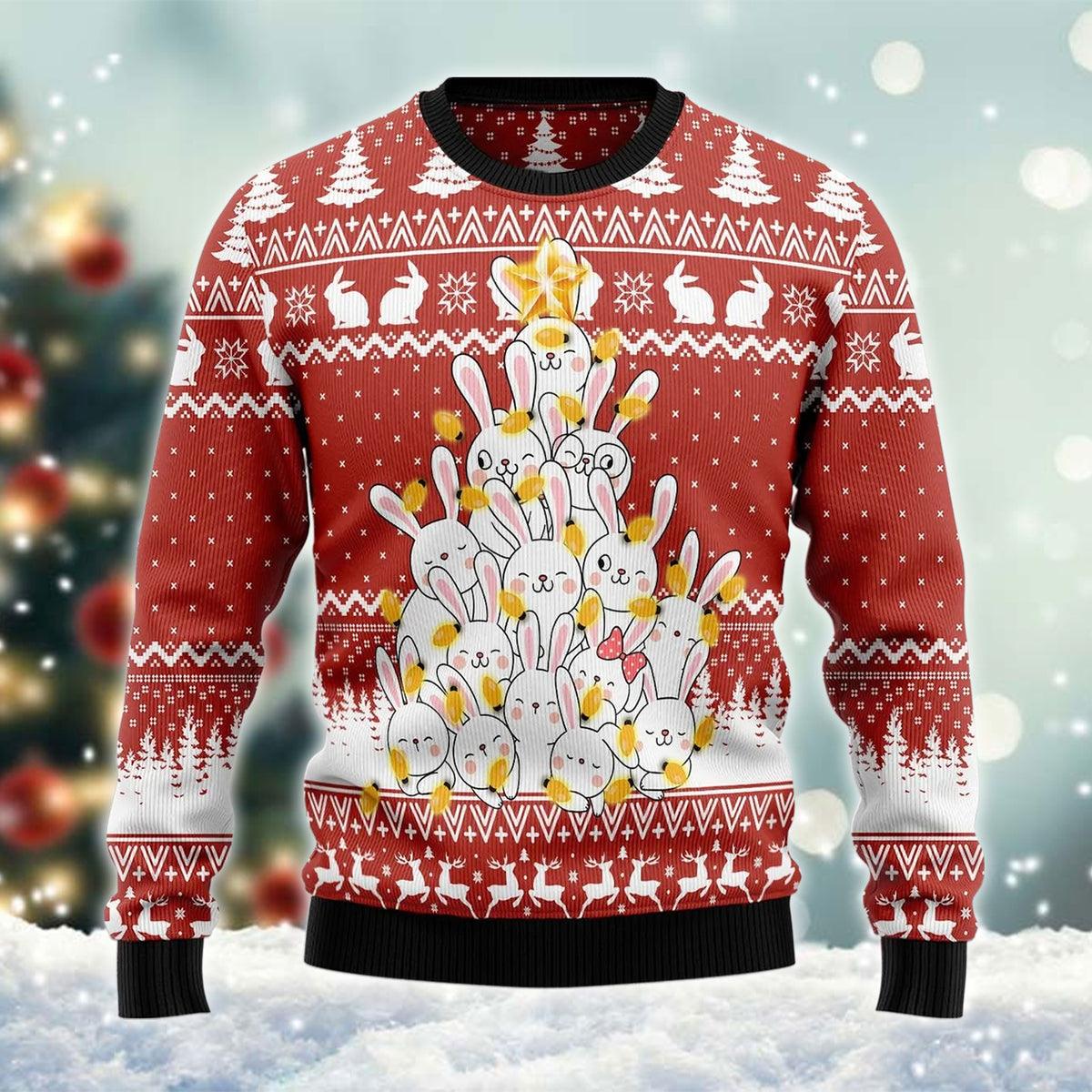 Christmas Bunny Tree Ugly Sweater - Santa Joker