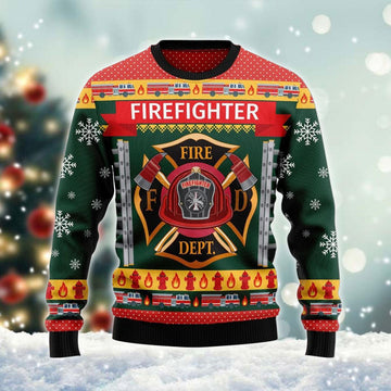 Firefighter Fire Dept Xmas Ugly Sweater