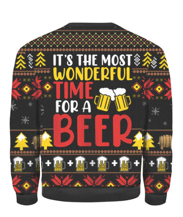 It's The Most Wonderful Time For A Beer With Santa Claus Ugly Sweater