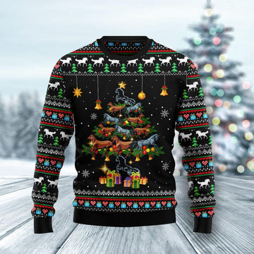 Jingle Bell Horses Christmas Tree Ugly Sweater