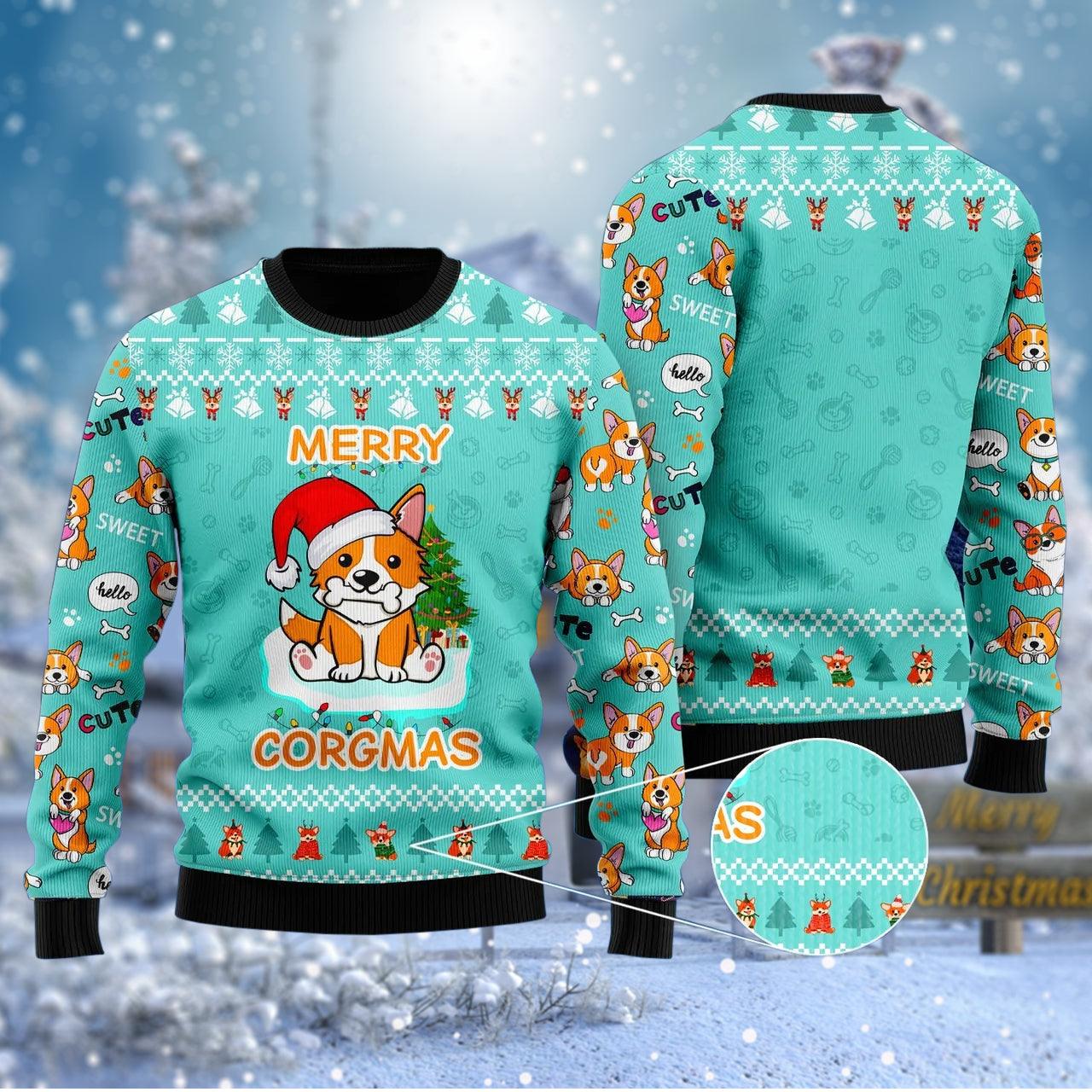 Lovely Dog Merry Corgmas Ugly Sweater - Santa Joker