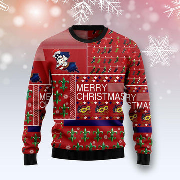 Merry Christmas Louisiana State Symbols USA Ugly Sweater - Santa Joker