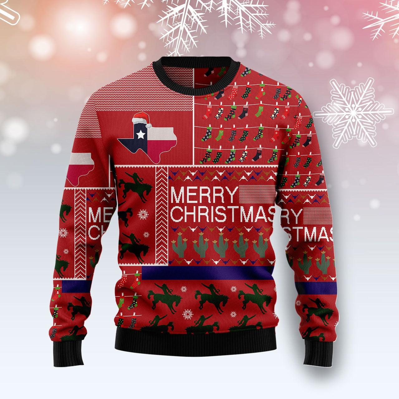 Merry Christmas Texas State Ugly Sweater - Santa Joker