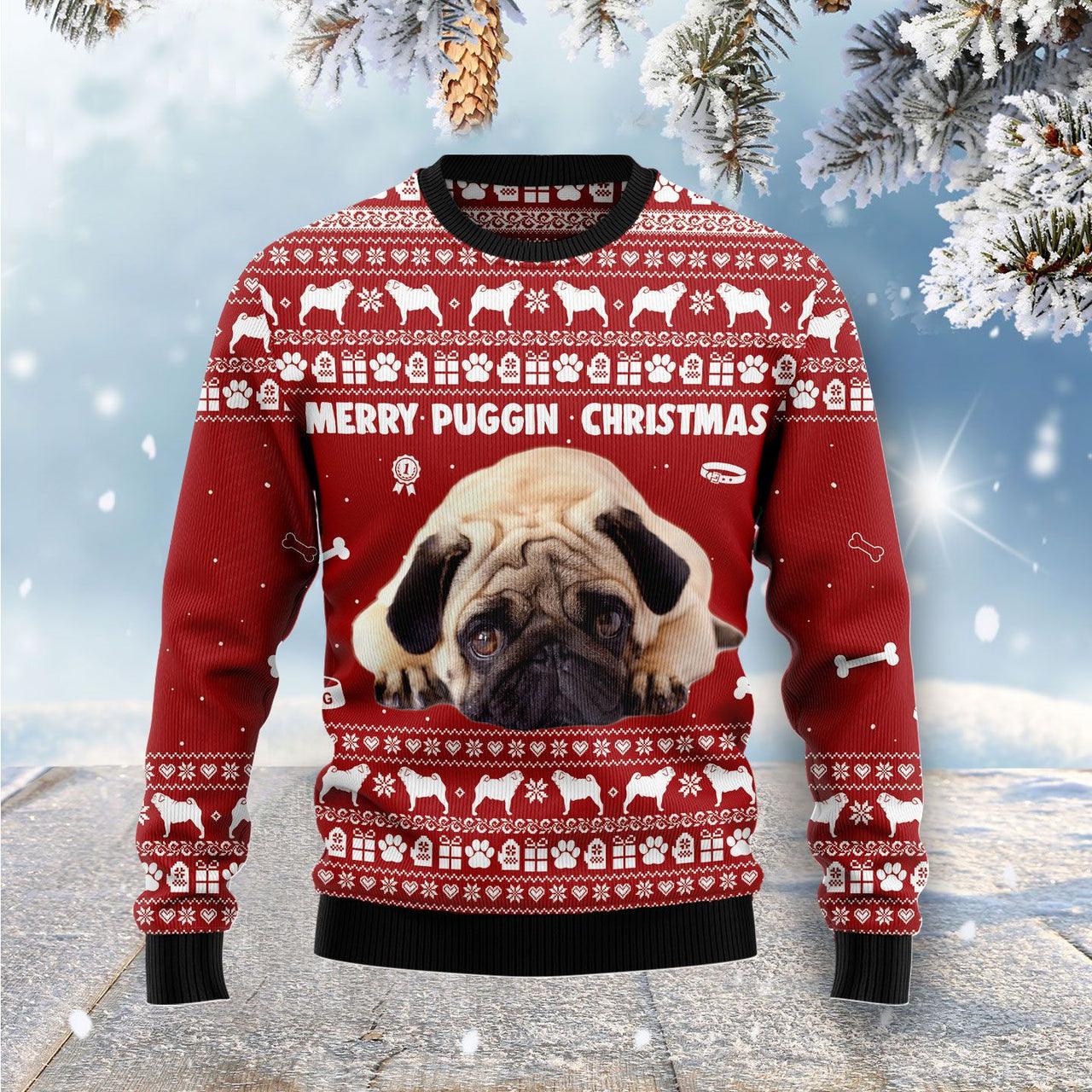 Merry Pugging Christmas Adorable Pug Ugly Sweater - Santa Joker