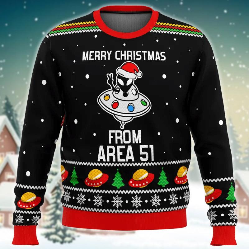 Merry Xmas From Area Aliens Ugly Sweater - Santa Joker