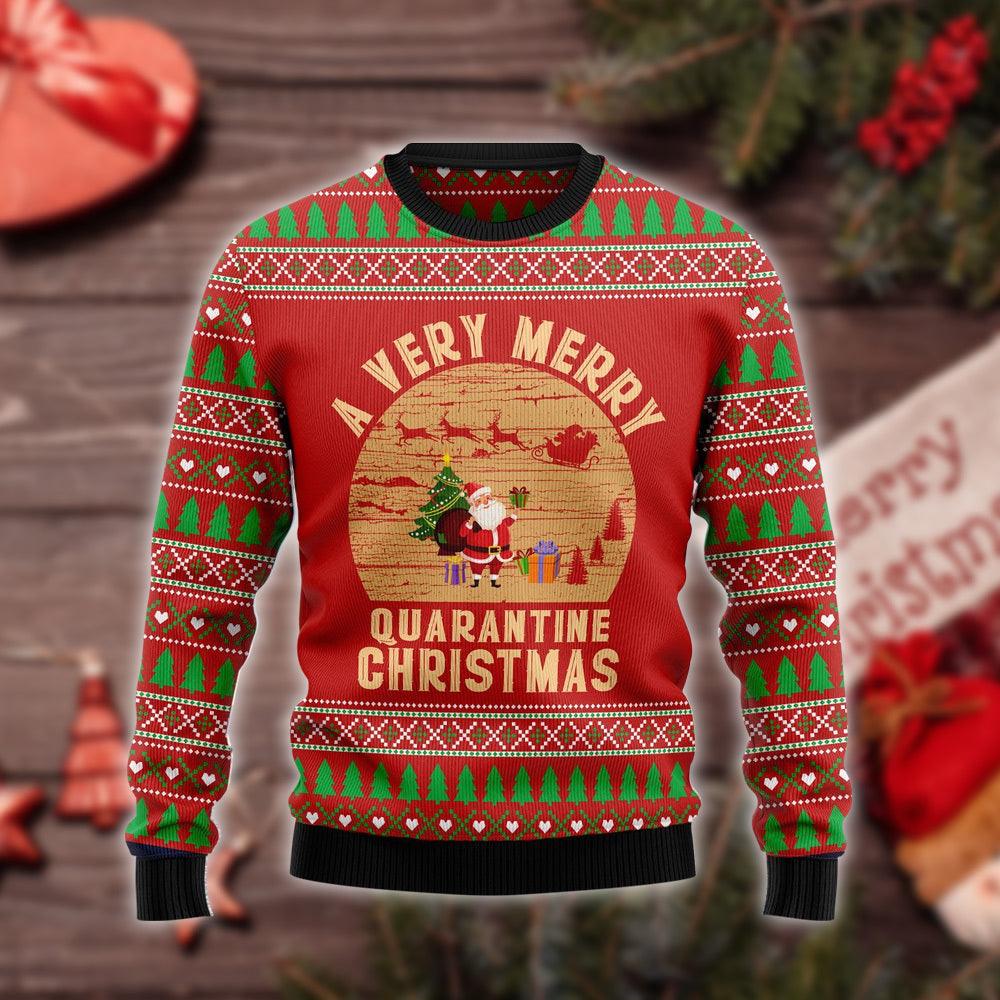 Santa A Very Merry Quarantine Christmas Ugly Sweater - Santa Joker