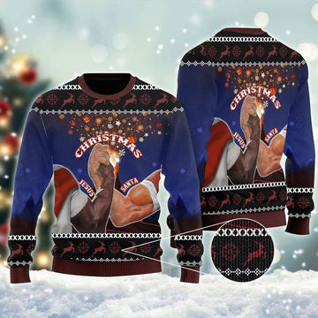 Santa And Jesus Christmas Ugly Sweater