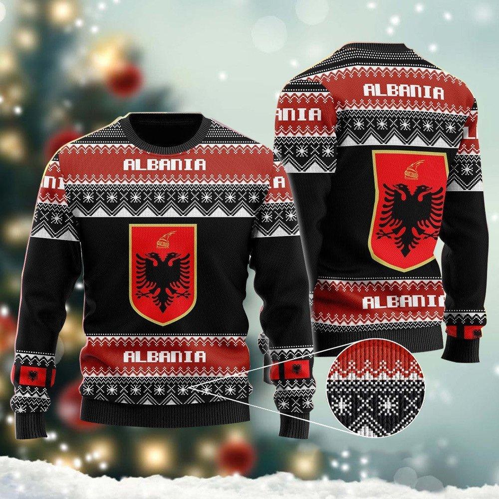 The United States Flag Of Albania Ugly Sweater - Santa Joker