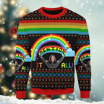 Xmas LGBT Rainbow Mention It All Ugly Sweater - Santa Joker